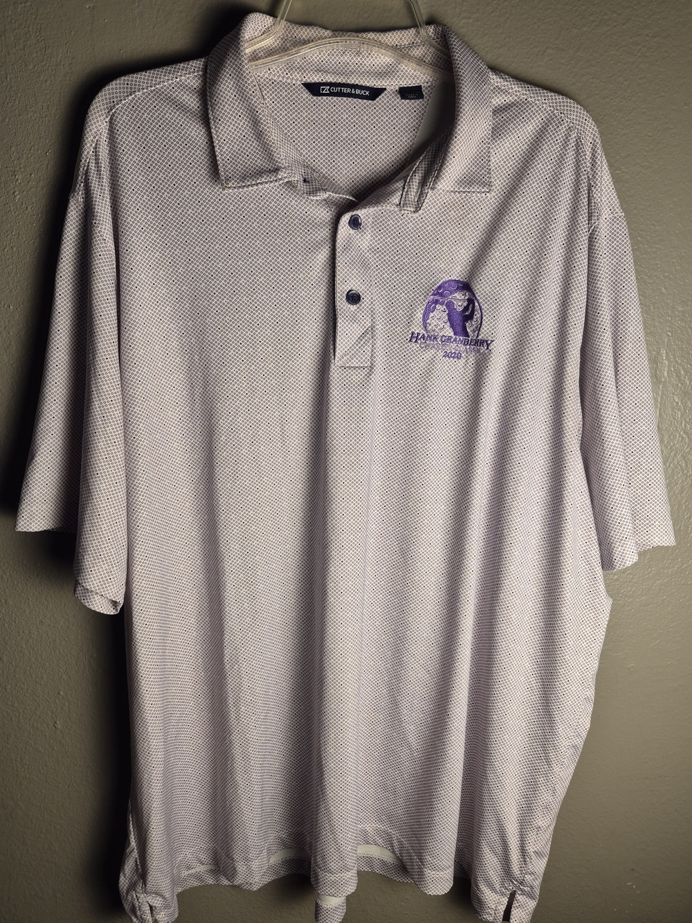 HARI Men’s White Woth Purple Dots Heathered Polo with Purple Embroidered Logo